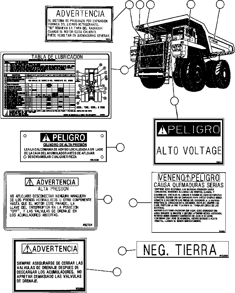 DECAL, JACKING (BELOW REAR SUSPENSIONS & ON FRONT WB2268 KOMATSU