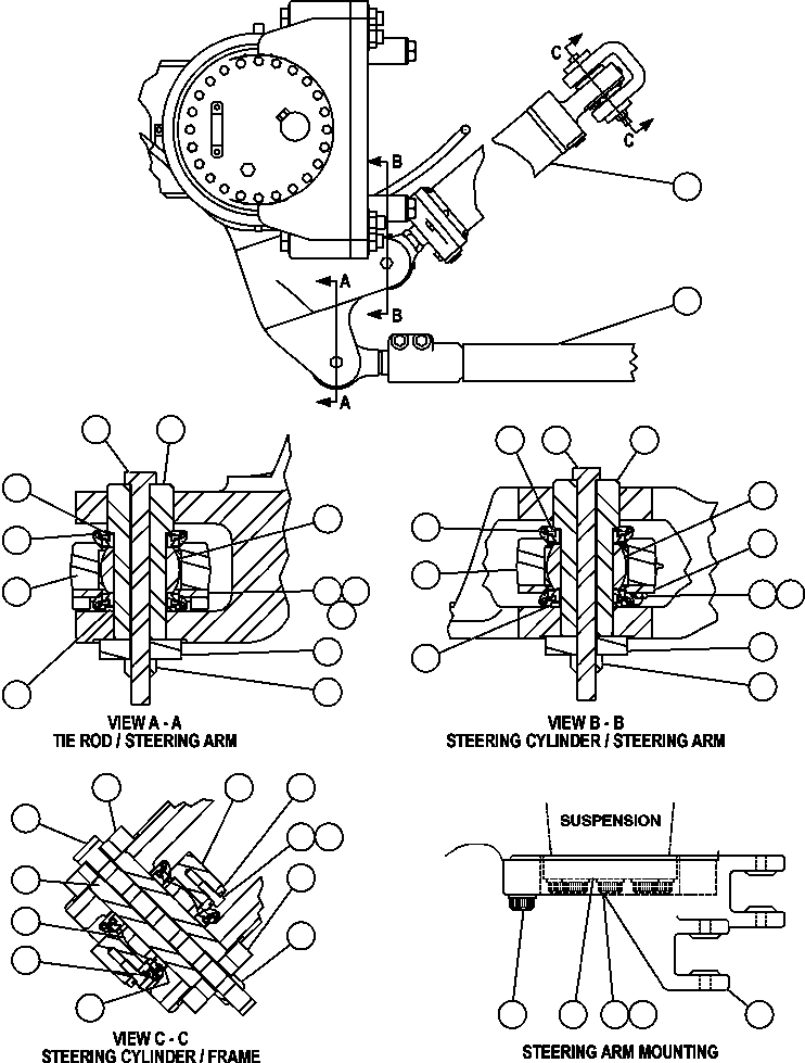 NOTE: (1) INCLUDED IN AK3731 STEERING PIN KIT. AK3731 KOMATSU
