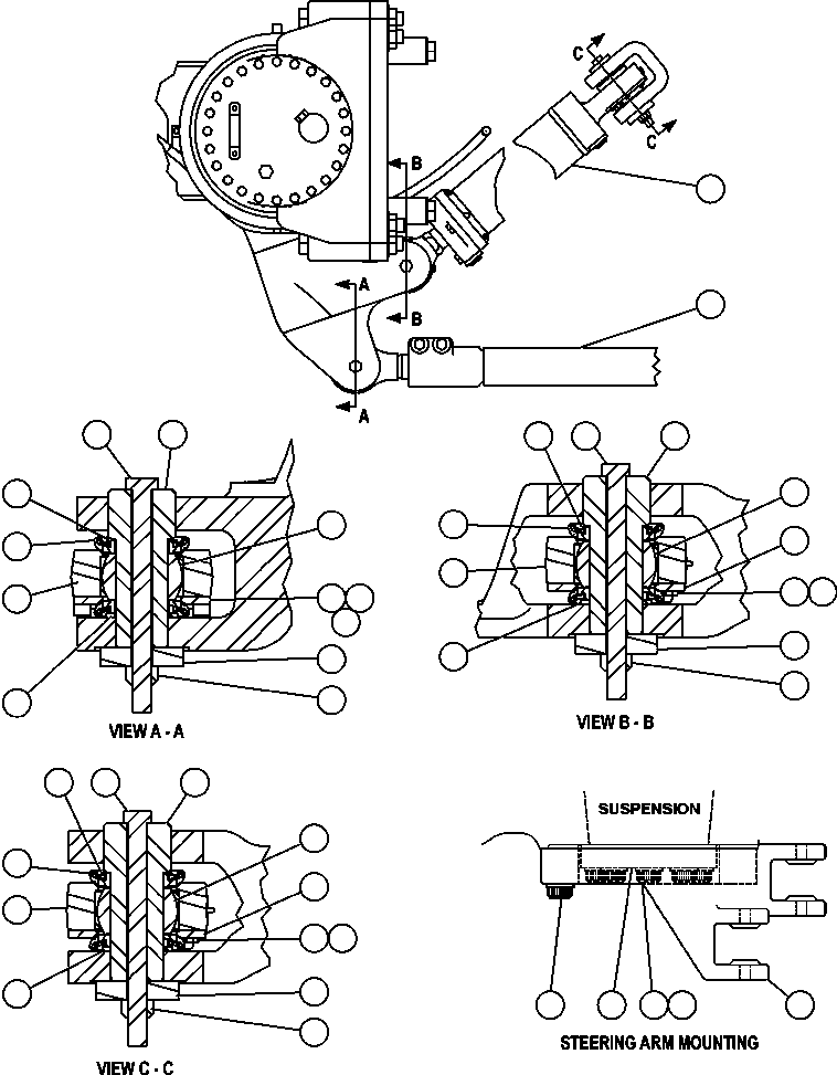 NOTE: (1) INCLUDED IN AK5476 STEERING PIN KIT. AK5476 KOMATSU