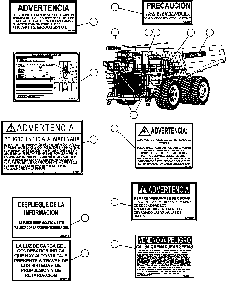 DECAL, BLADDER WARNING (3 ON EACH ACCUMULATOR) EM3246 KOMATSU