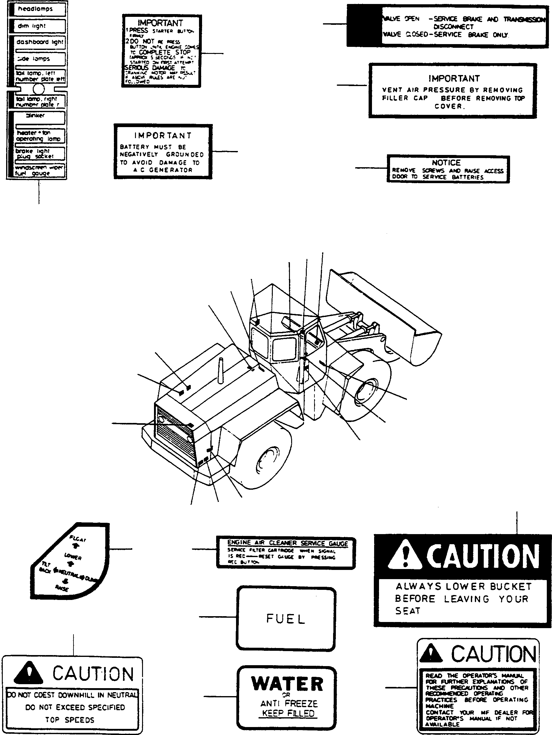NOTE PLATE 2952111M1 KOMATSU