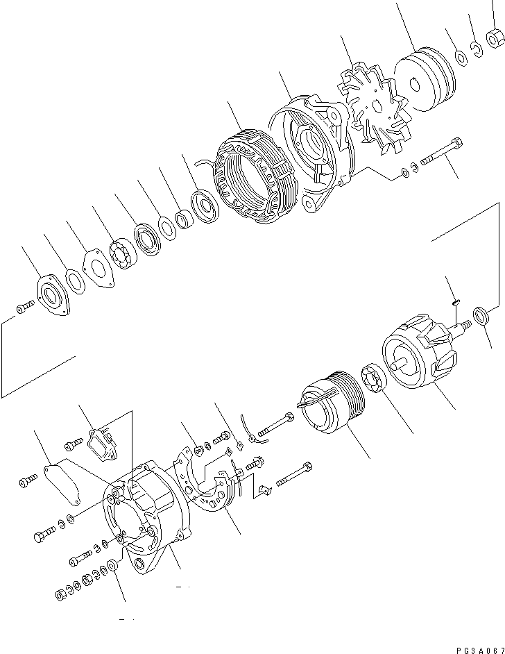 ALTERNATOR A. (25A),(WITH NON HARDENING PULLEY) 600-821-5620 KOMATSU