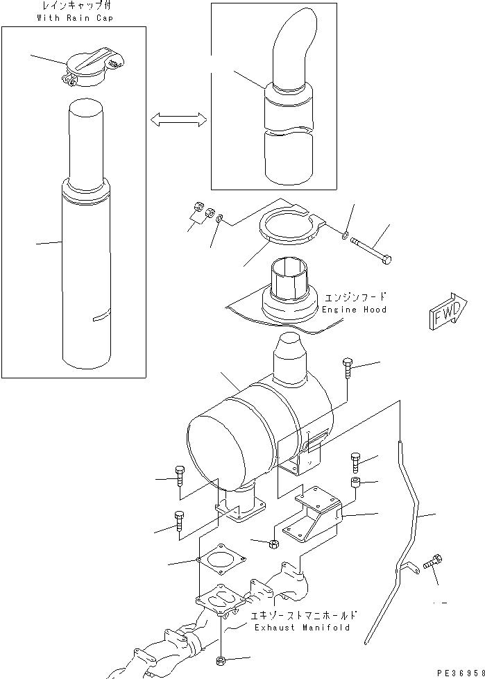 PIPE,EXHAUST (WITH RAIN CAP) 6693-13-5730 KOMATSU