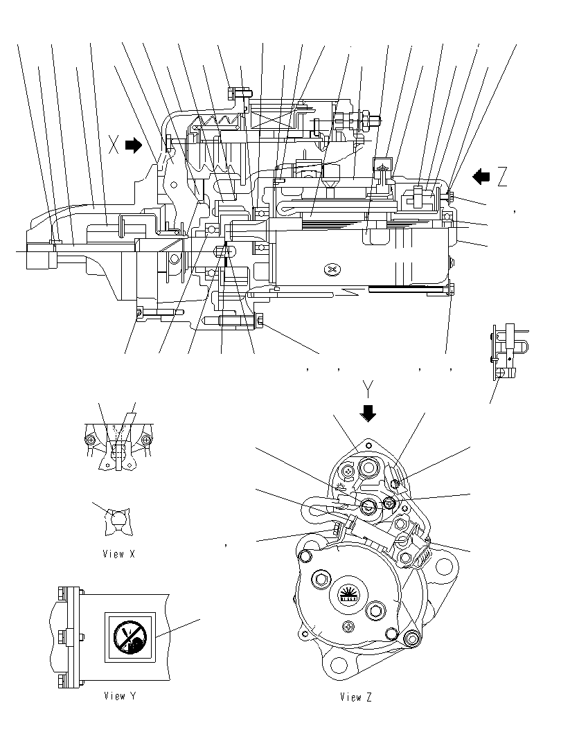 STARTING MOTOR ASSEMBLY 600-86-35910 KOMATSU