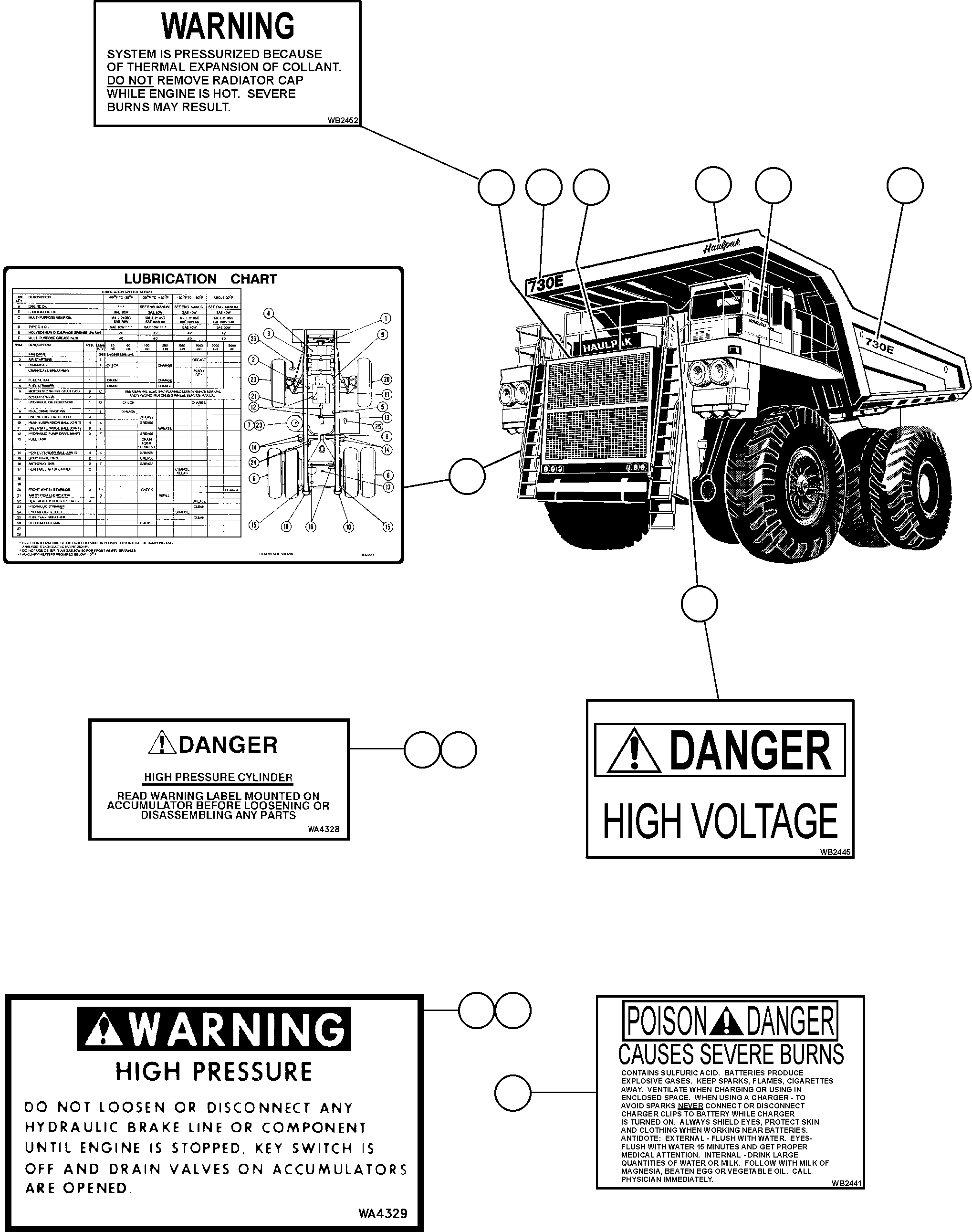 PLATE, ROPS WARNING (L.H. INSIDE REAR OF CAB) (4) EH5629 KOMATSU