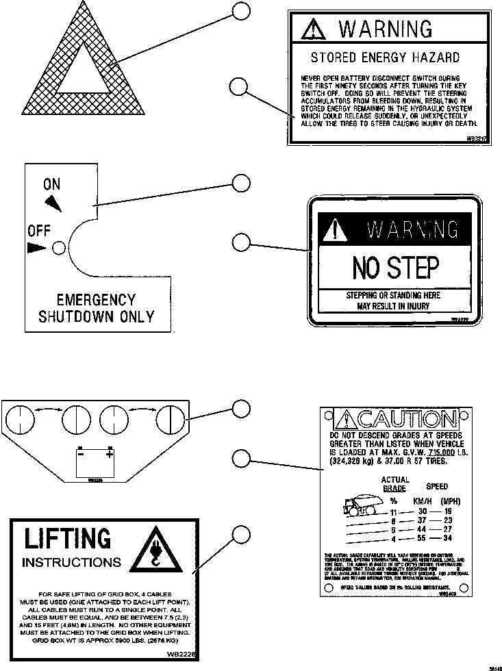 DECAL, LIFTING INSTRUCTIONS (RETARDING GRID BOX) 58E-93-00170 KOMATSU