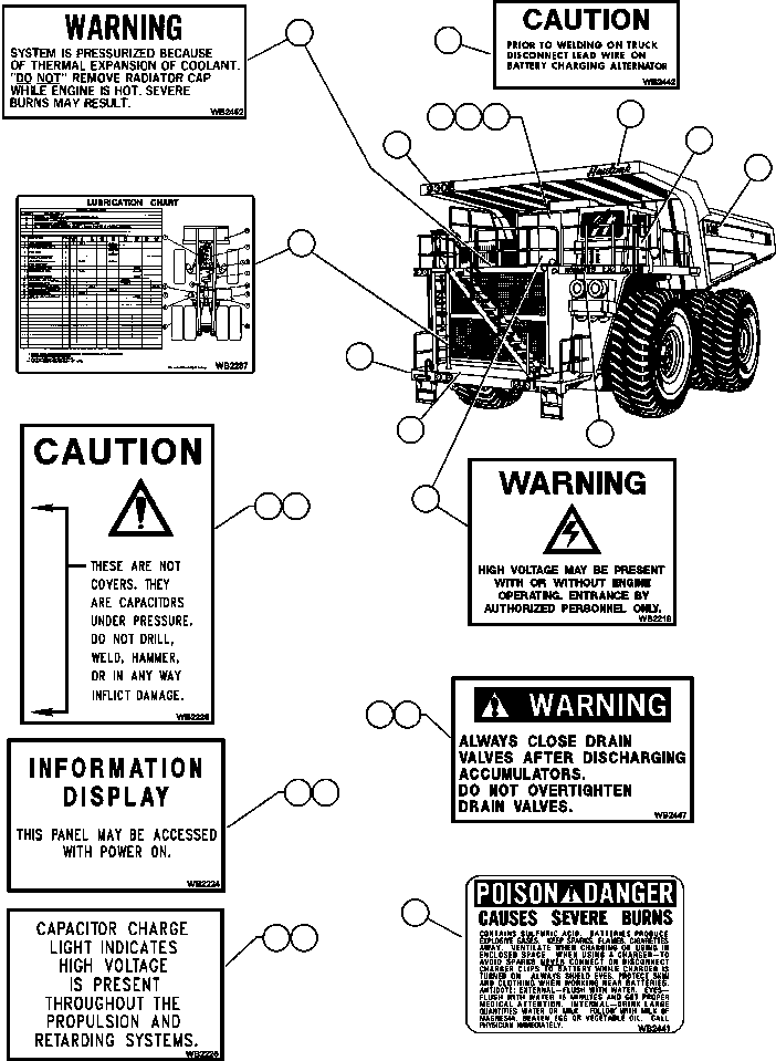 DECAL, HIGH VOLTAGE WB2219 KOMATSU