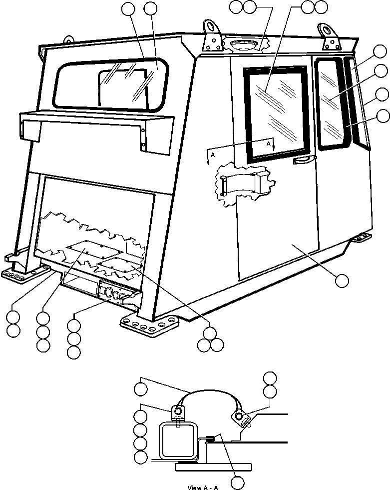GLASS, FRONT R.H. (CORNER) SM4401 KOMATSU