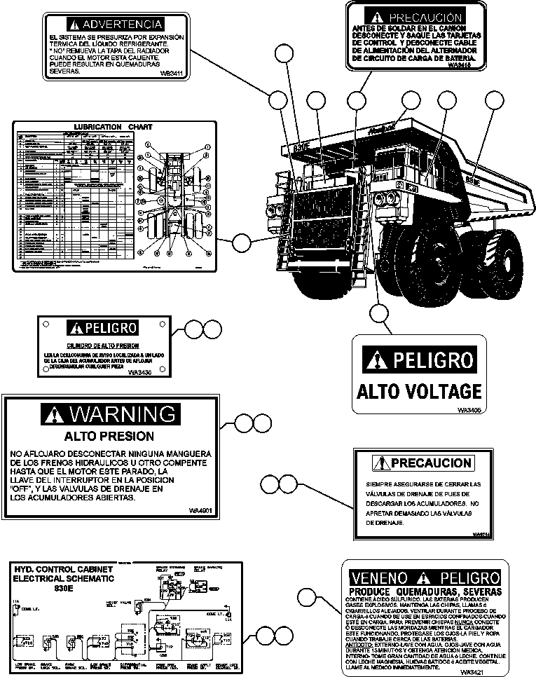 PLATE, ROPS WARNING (L.H. INSIDE REAR OF CAB) (2) WB2603 KOMATSU