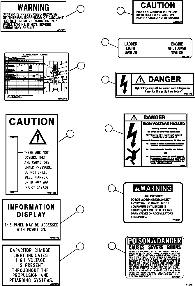 DECAL, HIGH VOLTAGE WARNING (CONTROL CABINET DOORS) WB3777 KOMATSU
