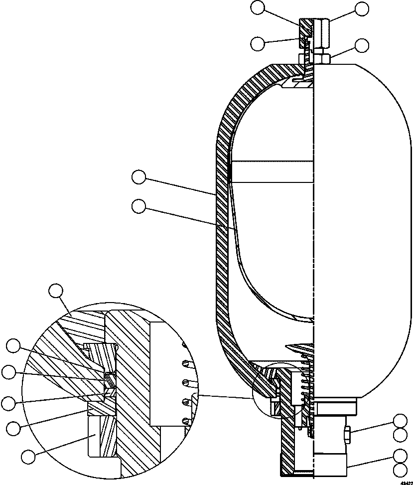 BLADDER AND GAS VALVE ASSEMBLY (1)/(3) XA4847 KOMATSU