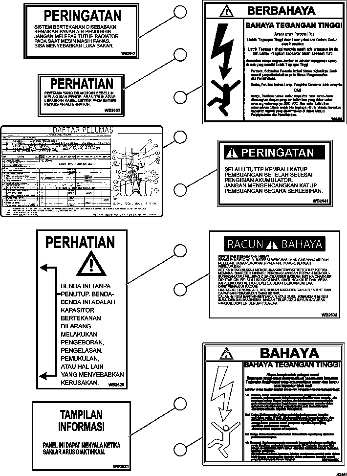 DECAL, HIGH VOLTAGE WARNING (CONTROL CABINET) WB3863 KOMATSU