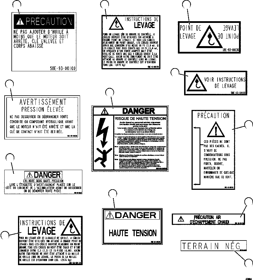 DECAL, HIGH VOLTAGE WARNING (RETARDING GRID & CONTACTOR BOX) 58E-93-00500 KOMATSU