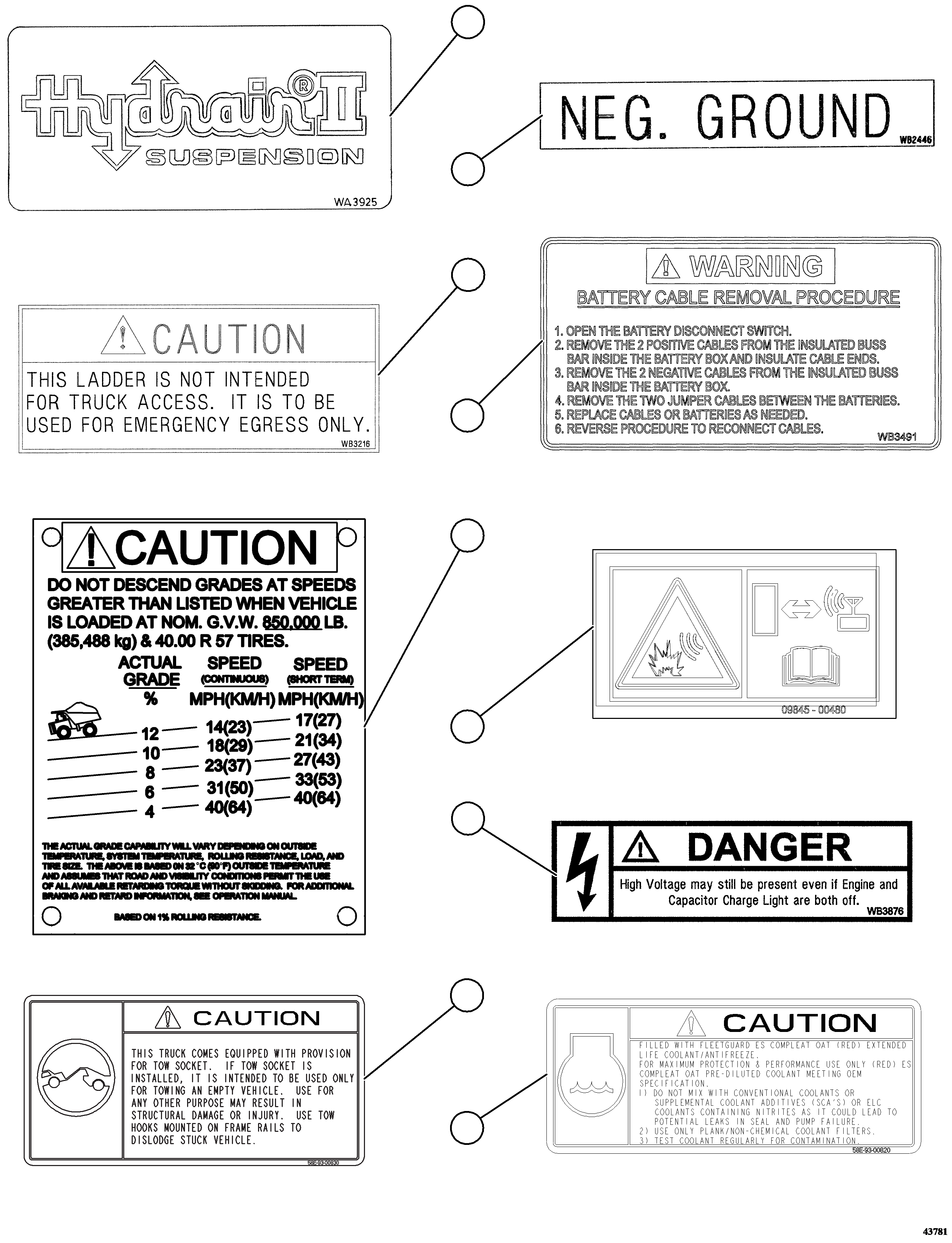 DECAL, TOW 58E-93-00830 KOMATSU