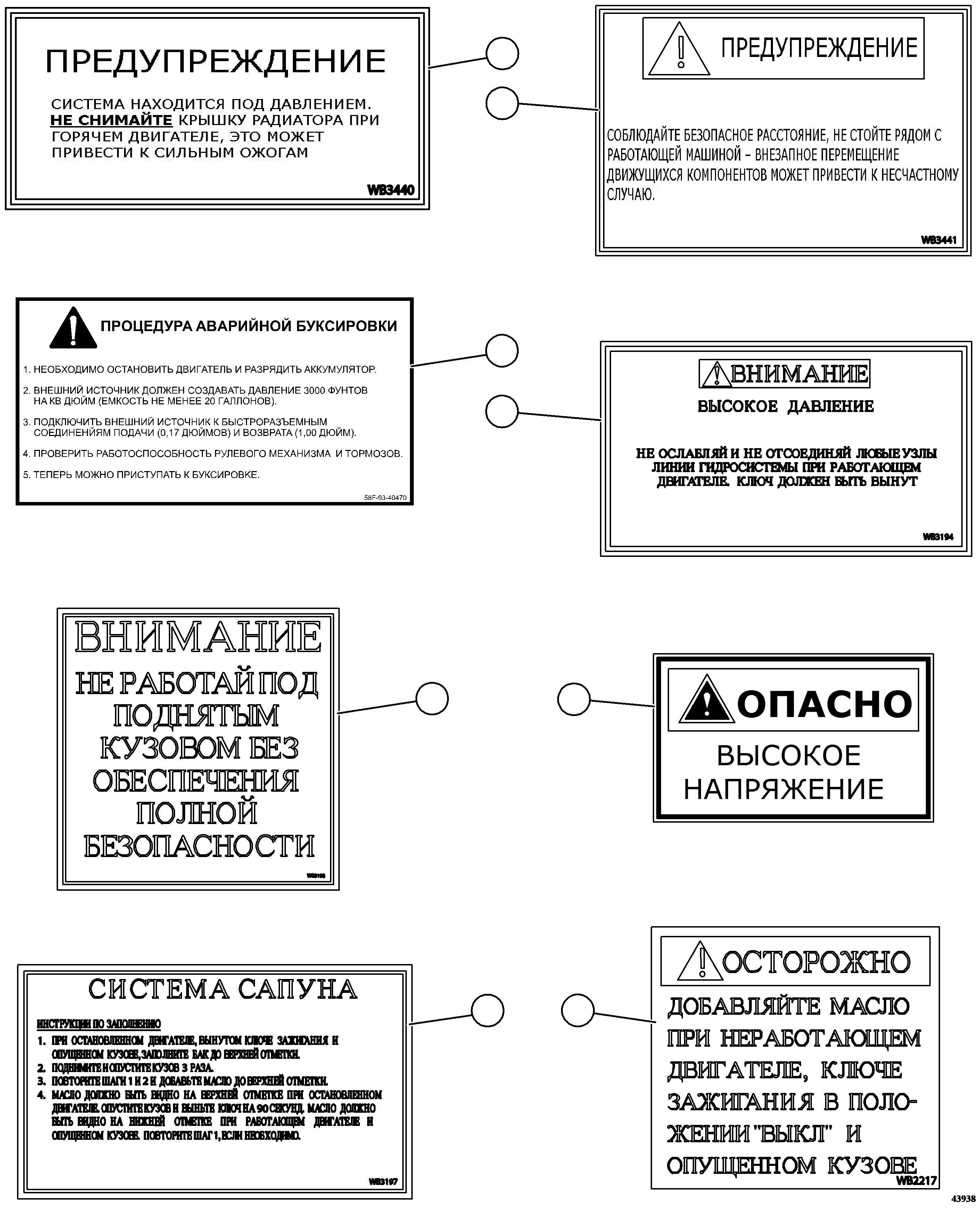 DECAL, EMERGENCY TOWING PROCEDURE 58F-93-40470 KOMATSU
