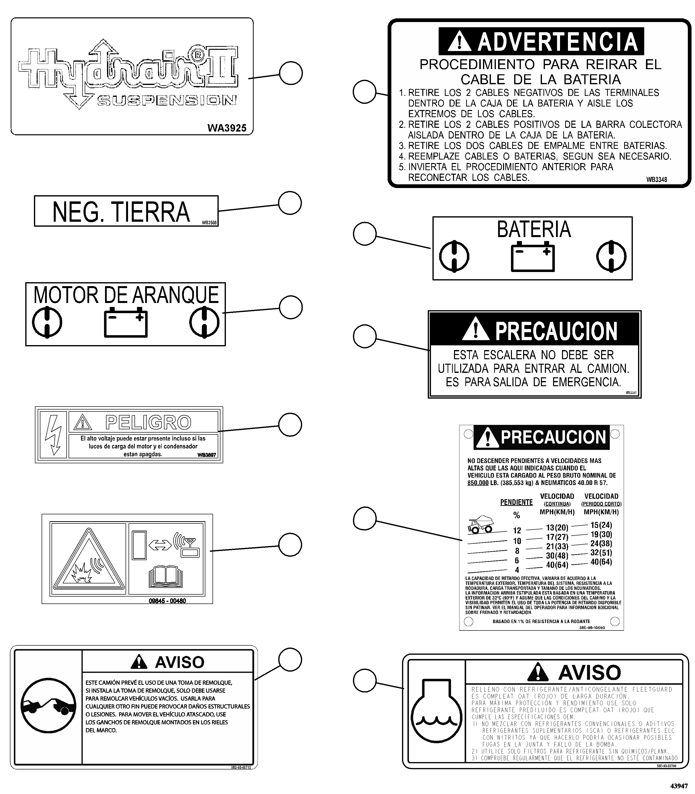 DECAL, TOW CAUTION 58D-93-00710 KOMATSU