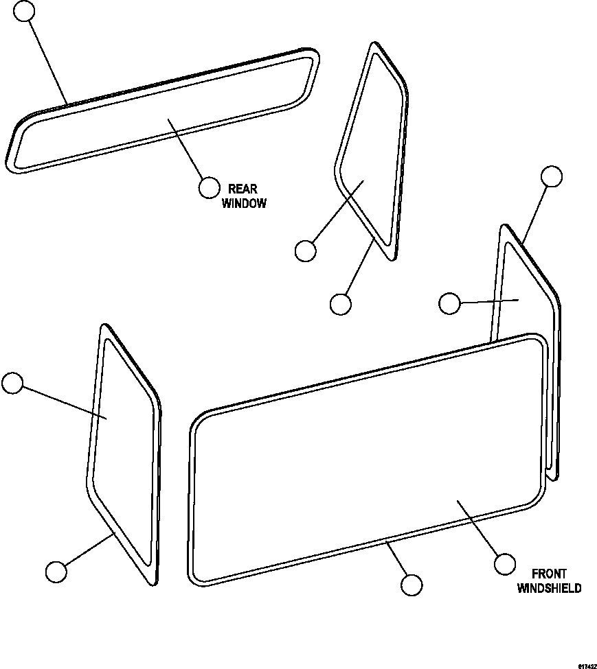 GLASS, LH FRONT 58E-54-27410 KOMATSU