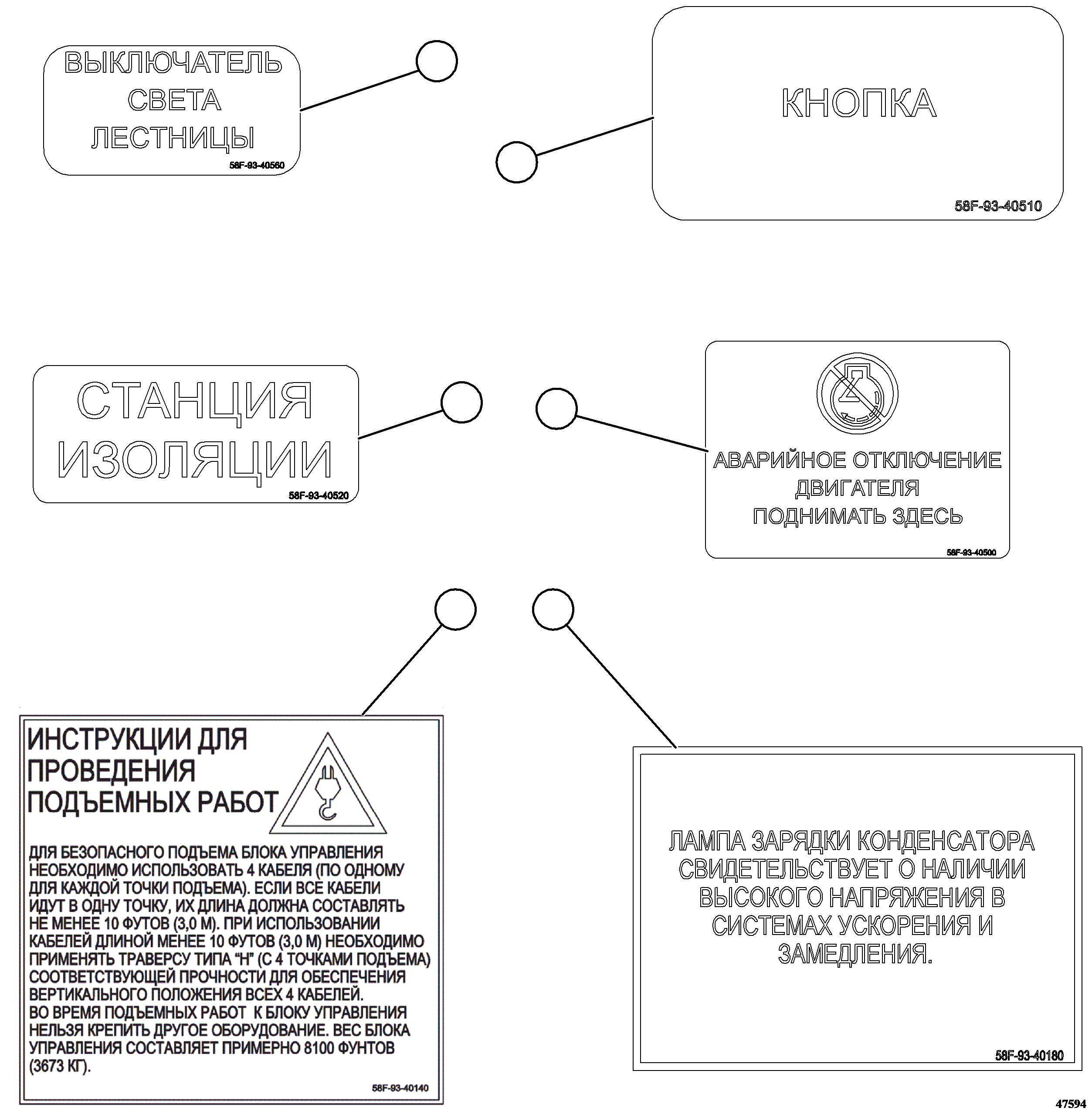 DECAL, CAPACITOR CHARGE (CONTROL CABINET) 58F-93-40180 KOMATSU