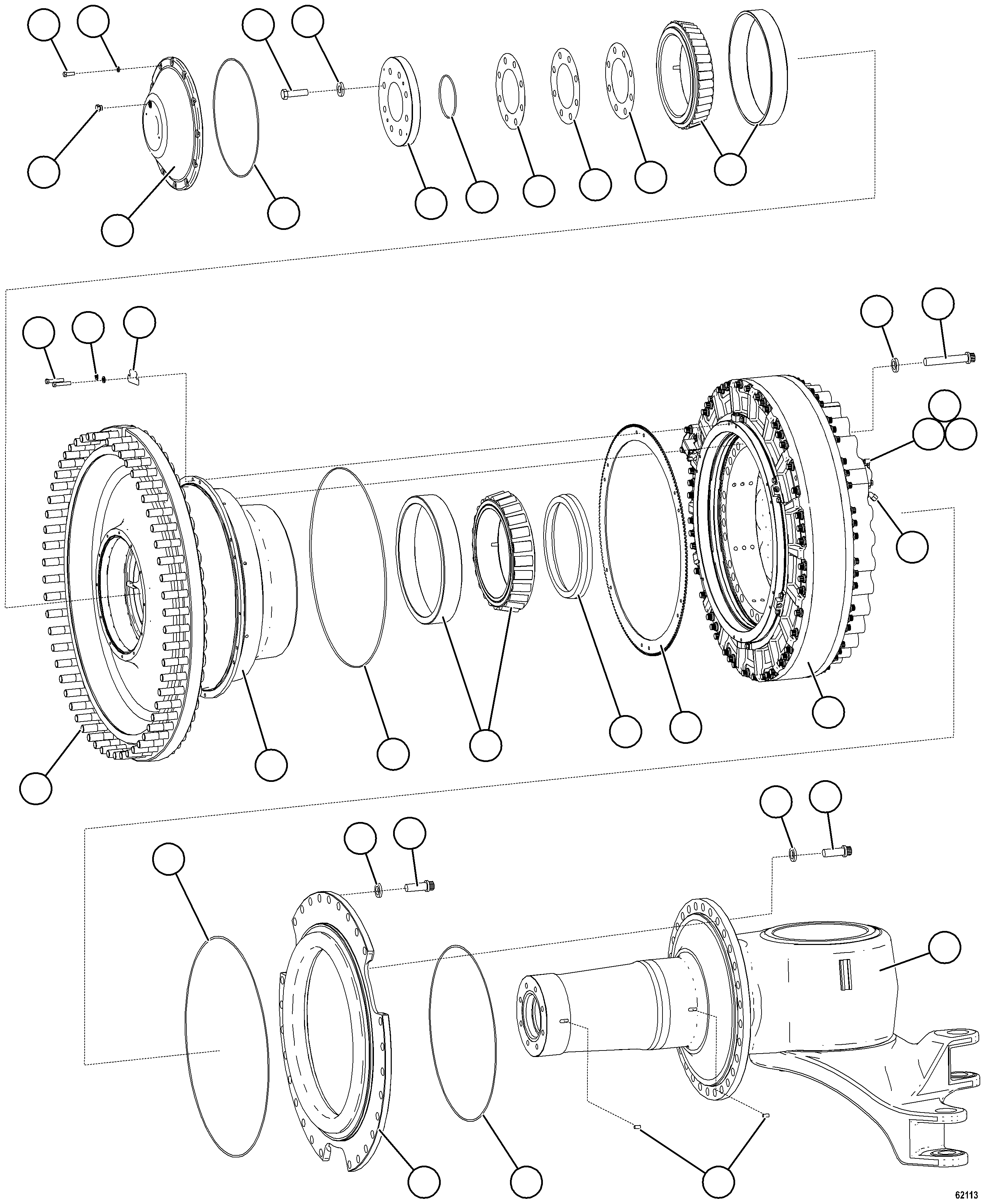 NOTE: (1) INCLUDED IN 58F-SM-AK030 SPINDLE 58F-SM-AK030 KOMATSU