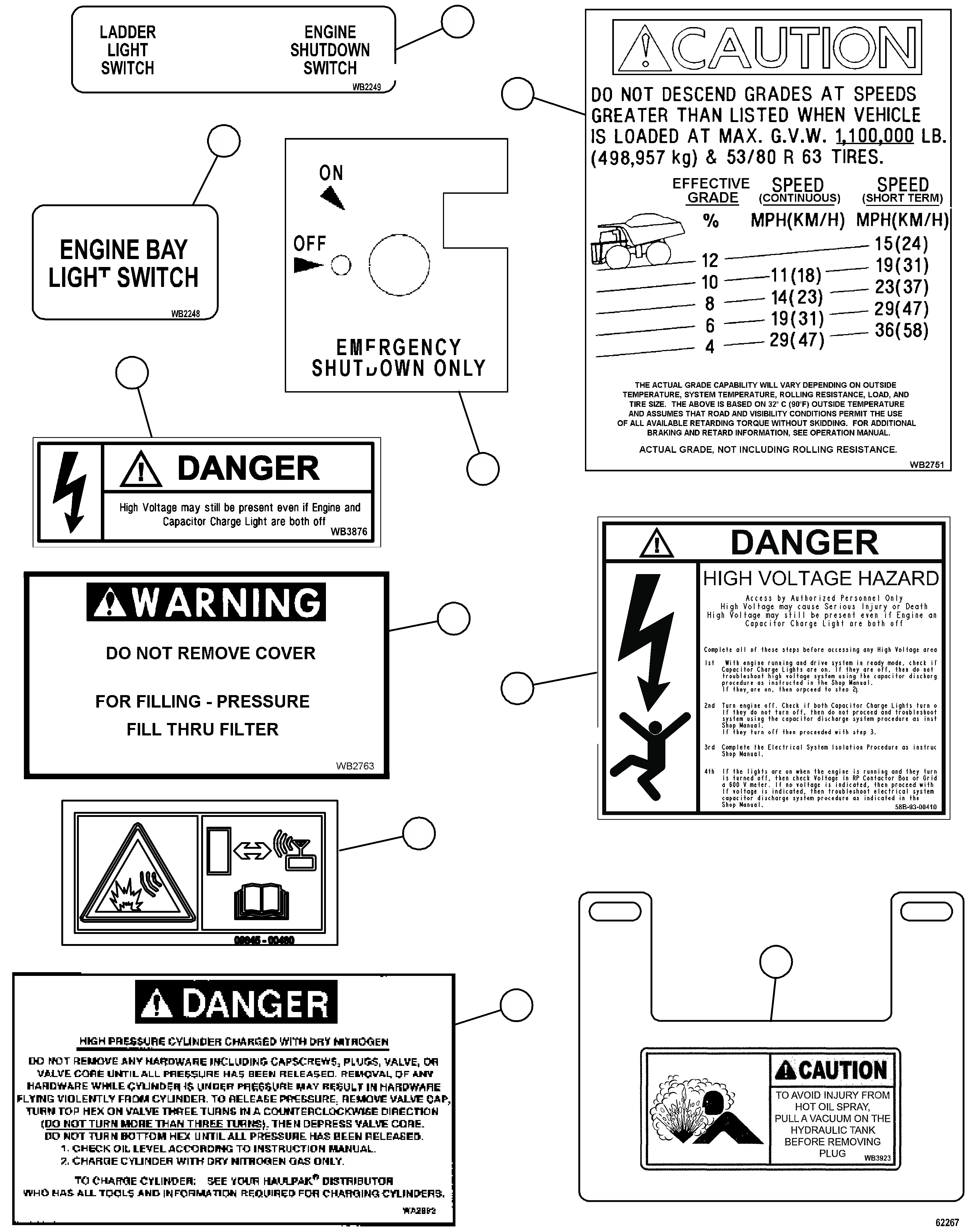 PLATE, GRADE SPEED CHART - HIGH ALTITUDE (INSIDE CAB) 58F-93-40810 KOMATSU