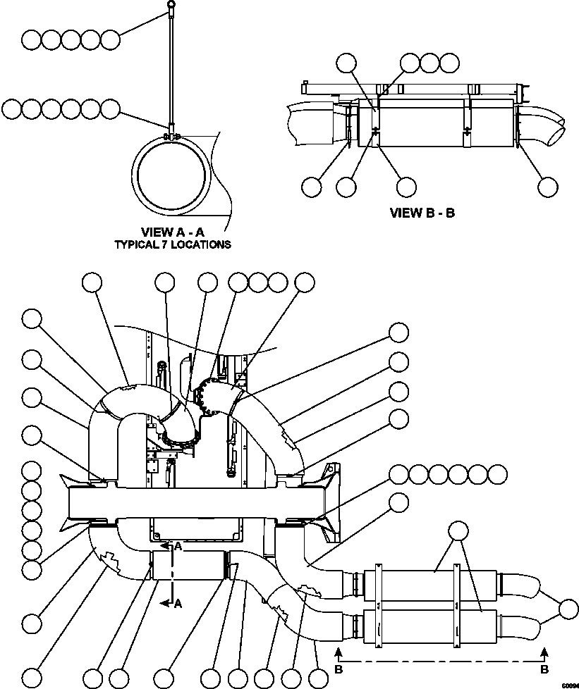 NOTE: (1) INCLUDED IN XK1045 EXHAUST BLANKET FILLER KIT. XK1045 KOMATSU