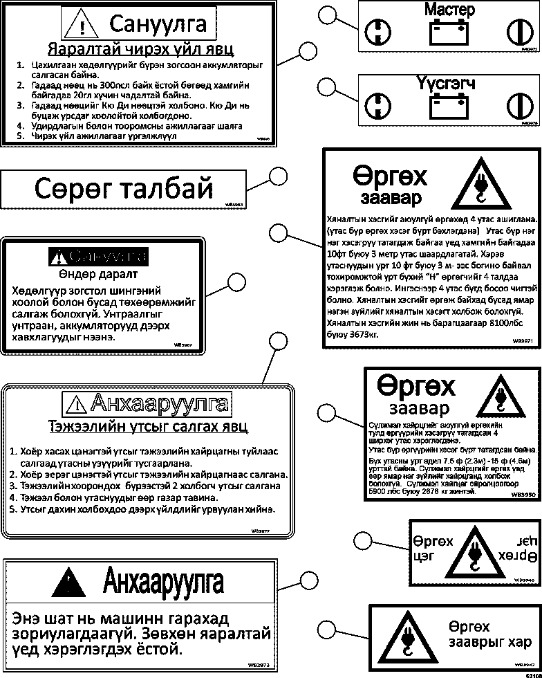 DECAL, MASTER DISCONNECT (BATTERY CONTROL BOX) WB3975 KOMATSU