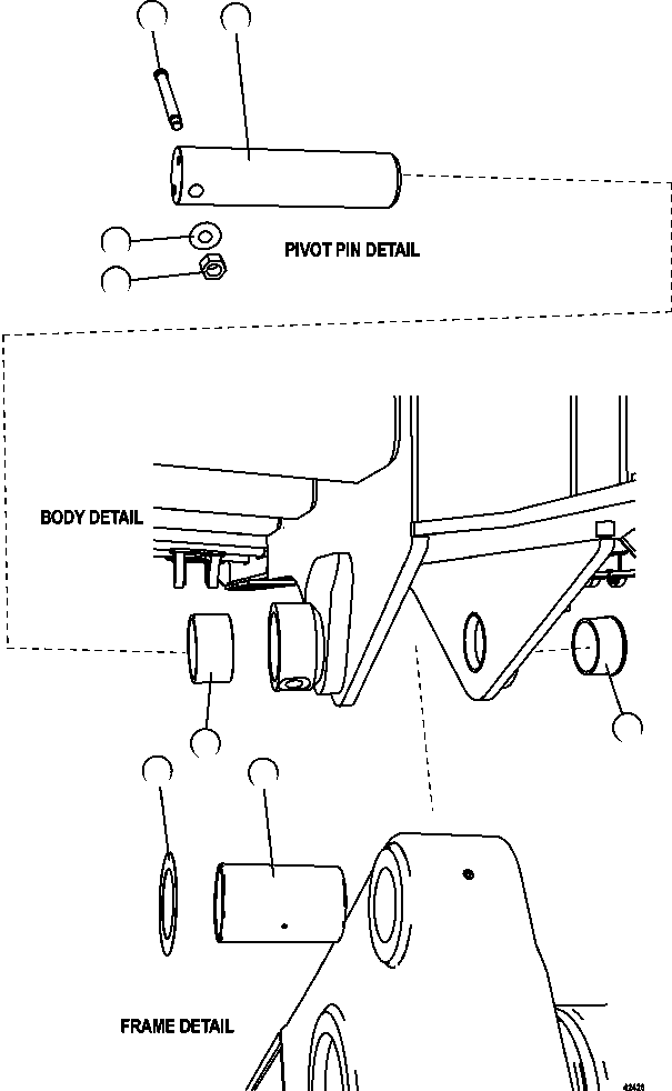 NOTE: (1) INCLUDED IN AK5787 BODY PIVOT PIN KIT. AK5787 KOMATSU