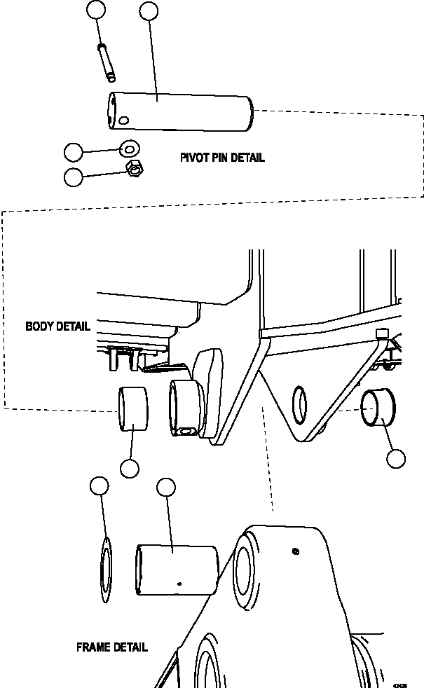 NOTE: (1) INCLUDED IN 58C-MP-AK030 BODY PIVOT PIN KIT. 58C-MP-AK030 KOMATSU