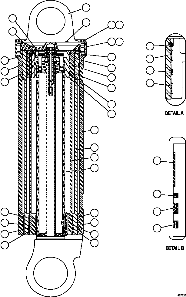 NOTE: (1) INCLUDED IN 58C-HC-AK010 HOIST CYLINDER 58C-HC-AK010 KOMATSU