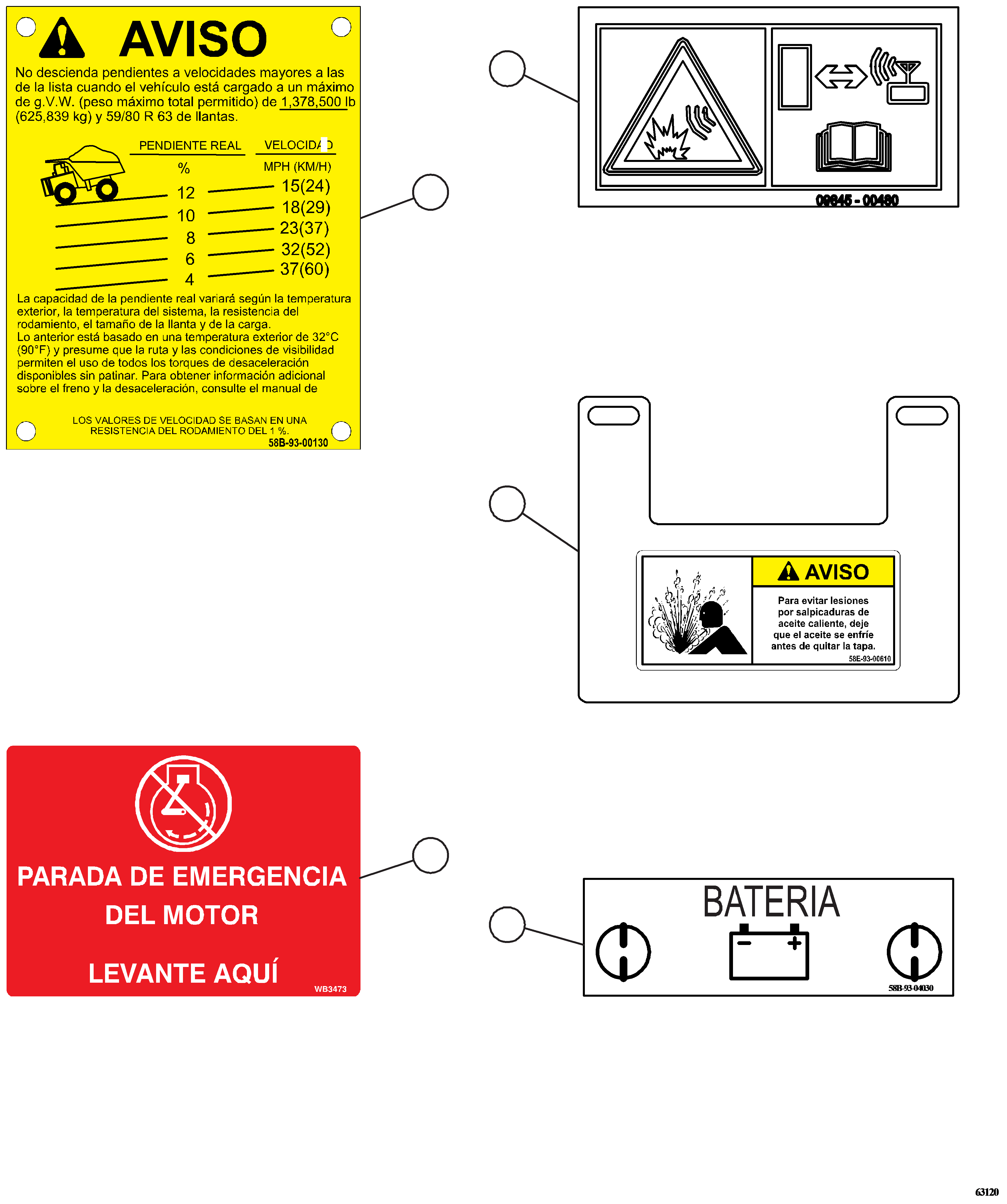 PLATE, GRADE SPEED CHART (INSIDE CAB) 58B-93-00130 KOMATSU