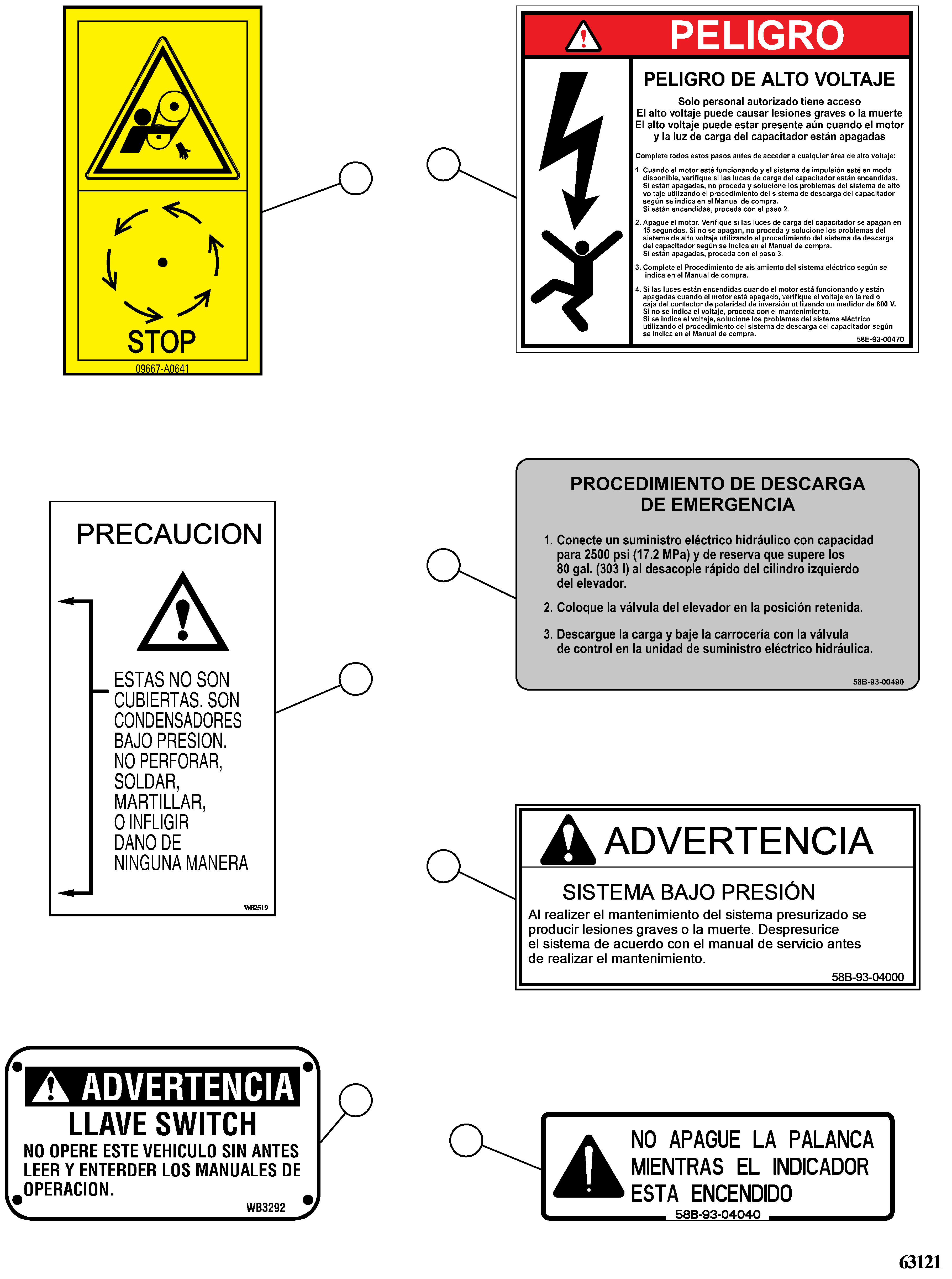 DECAL, SYSTEM UNDER PRESSURE (DEPRESSURIZE) 58B-93-04000 KOMATSU