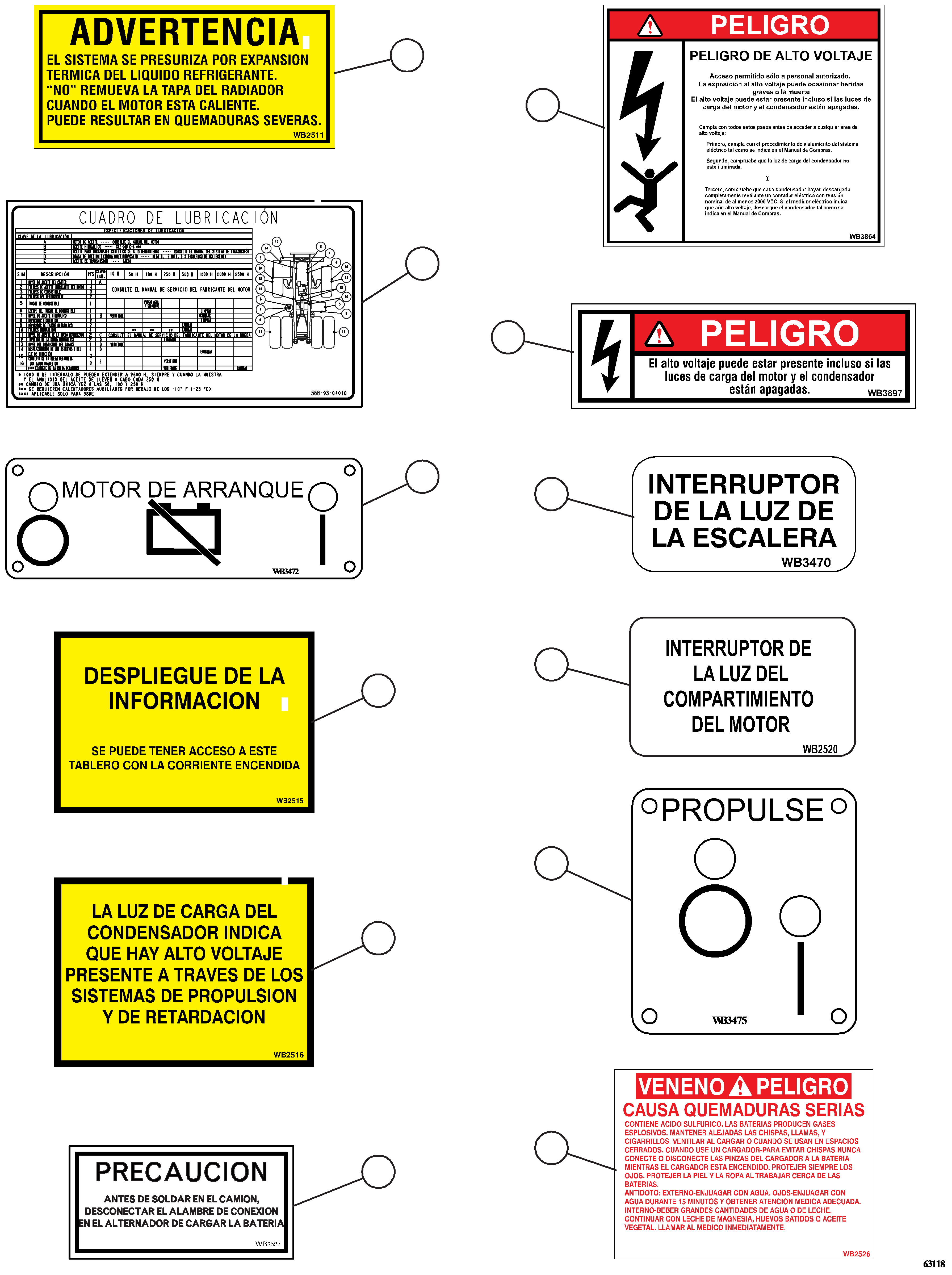 CHART, LUBE (BEHIND RH LADDER) 58B-93-04010 KOMATSU