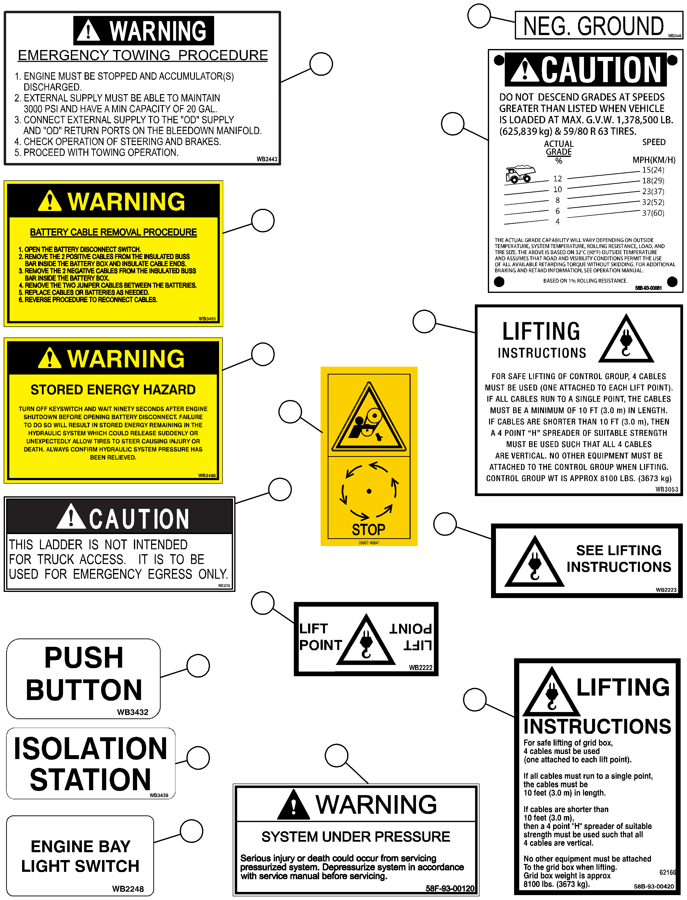 DECAL, BATTERY CABLE REMOVAL (BATTERY BOX) WB3496 KOMATSU
