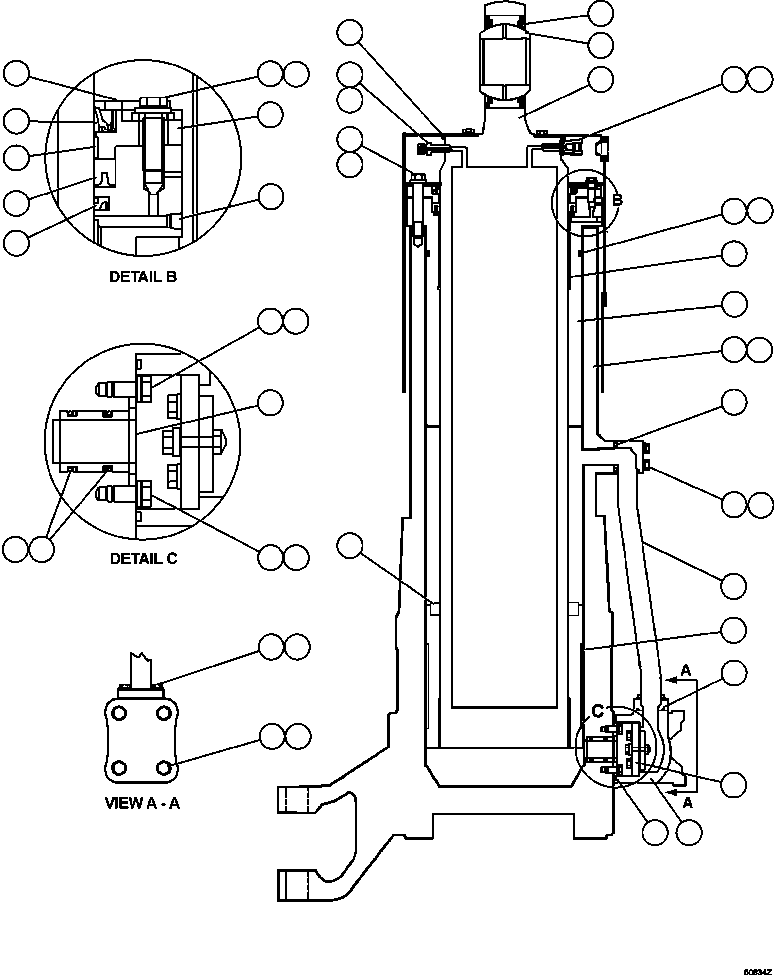 CYLINDER W/AXLE - L.H. 562-50-A1180 KOMATSU
