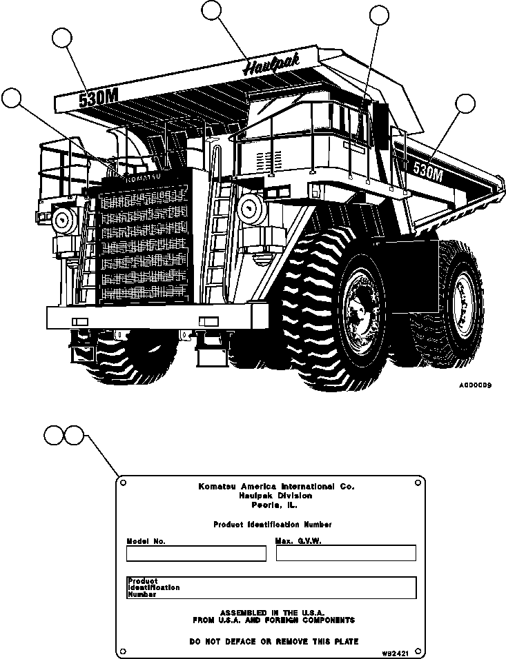 DECAL, 530M WB2453 KOMATSU