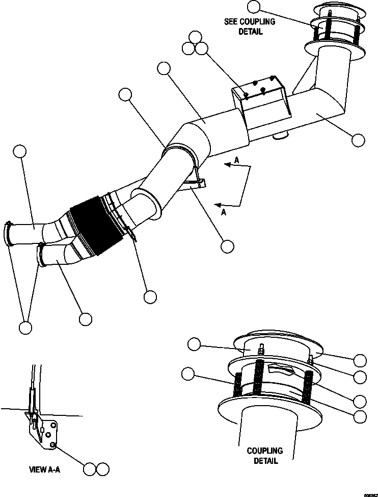 TUBE, EXHAUST - RH EM6358 KOMATSU