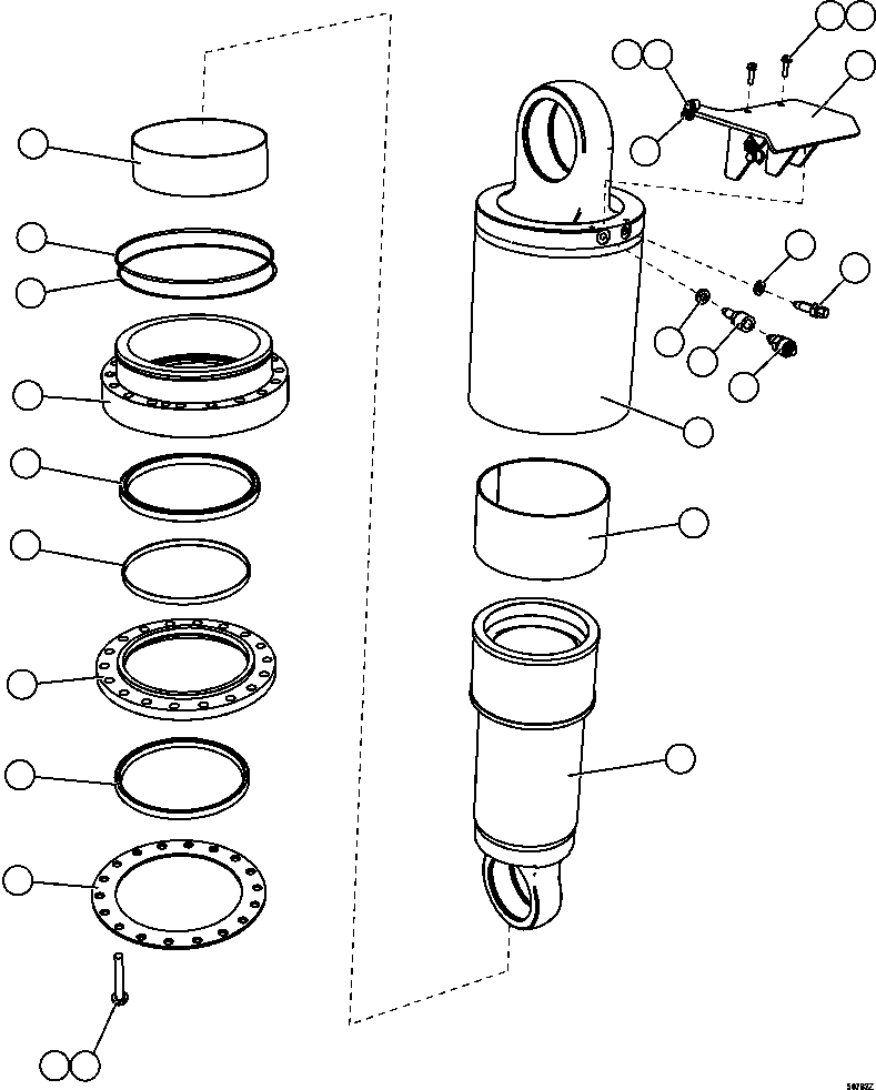 REAR SUSPENSION CYLINDER - RH (SEE INDEX) (2) EL7969 KOMATSU