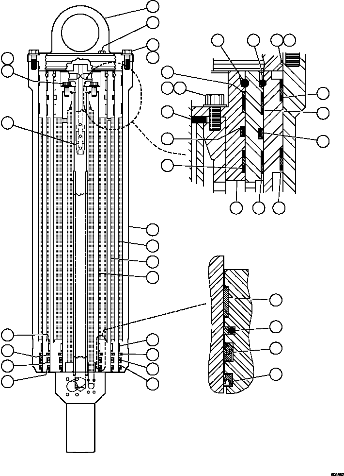 HOIST CYLINDER ASSEMBLY (2) (SEE FIG 50536) EM9640 KOMATSU
