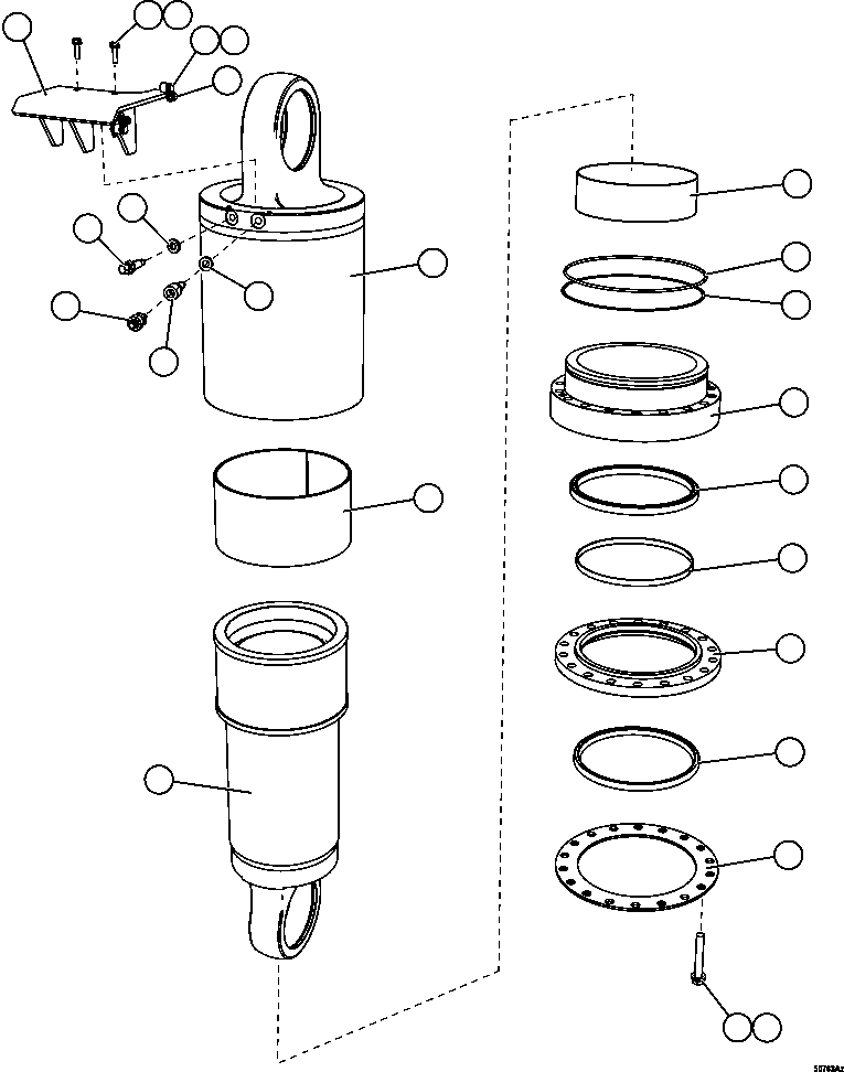REAR SUSPENSION CYLINDER - LH (-40C)(SEE INDEX)(2)/(5) EM6654 KOMATSU
