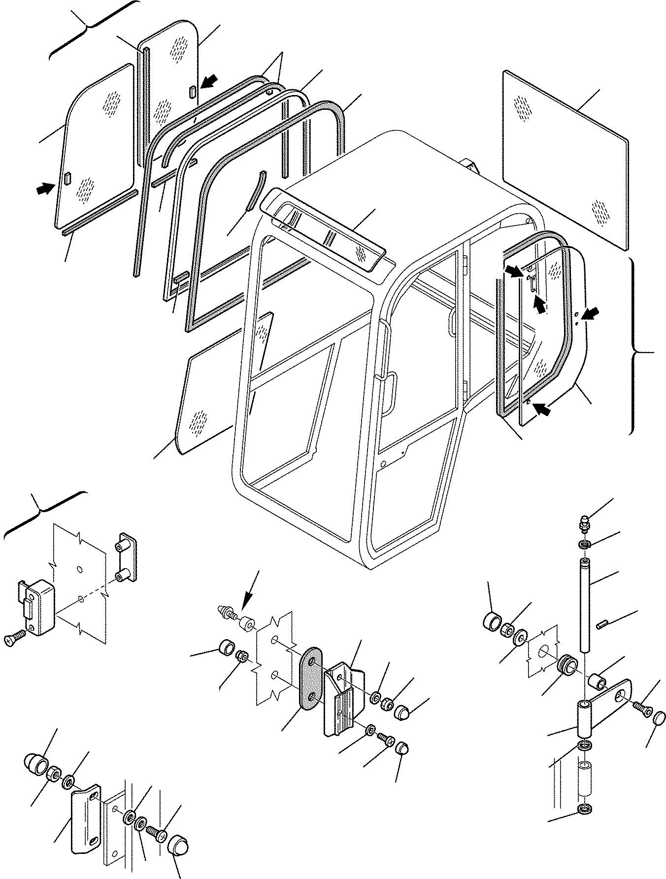 GLASS, LOWER, R.H. 3F0547622 KOMATSU