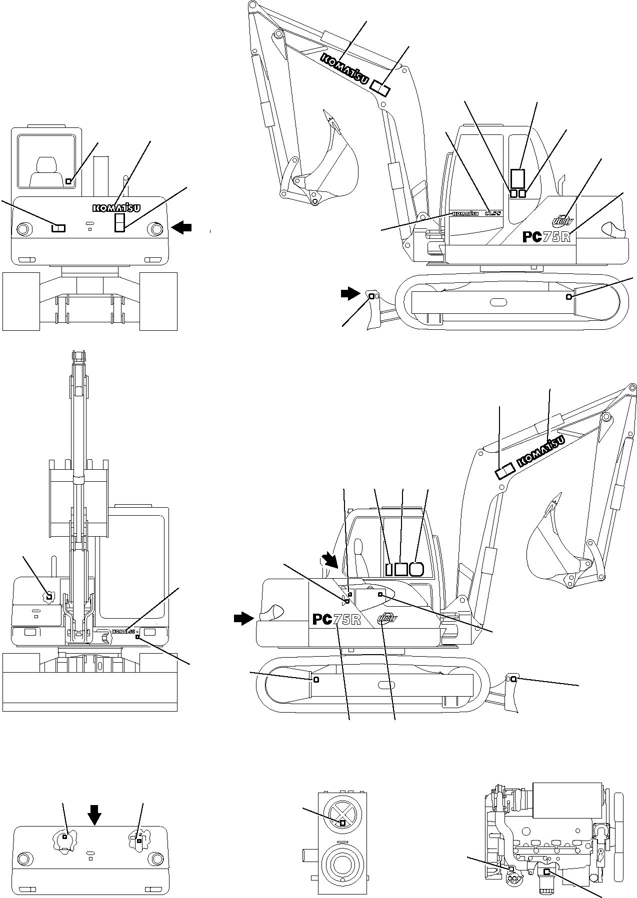 MARK PLATE, HAMMER - ROTATING AND CUTTING SHOVEL 22E-98-11280 KOMATSU