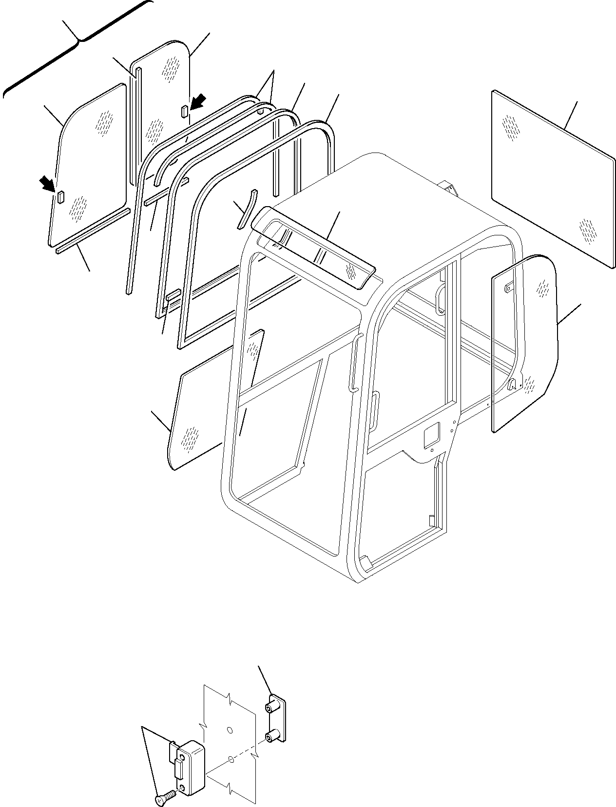 GLASS, LOWER, R.H. 3F0547737 KOMATSU
