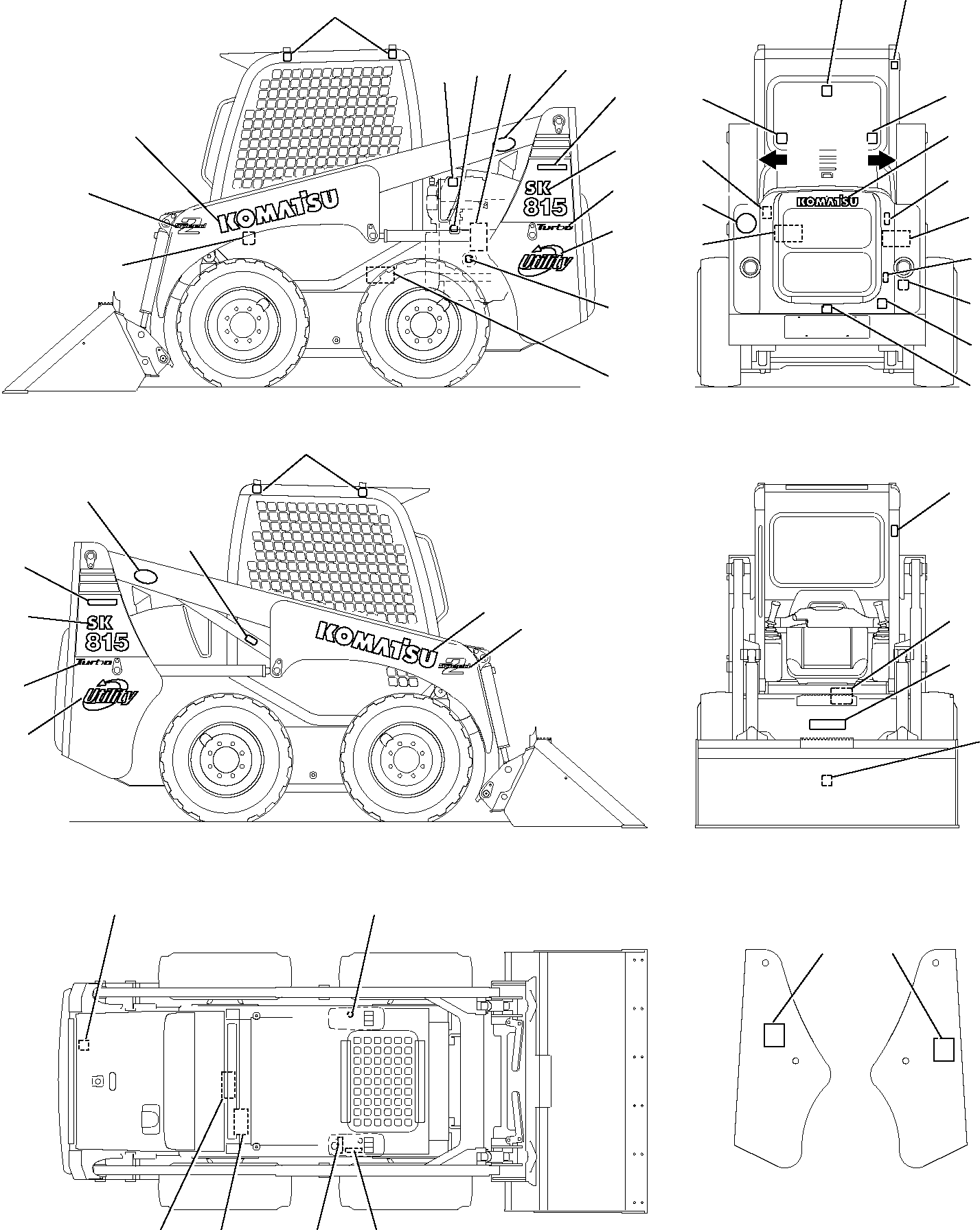 MARK PLATE, SK815, R.H. 37B-98-11120 KOMATSU