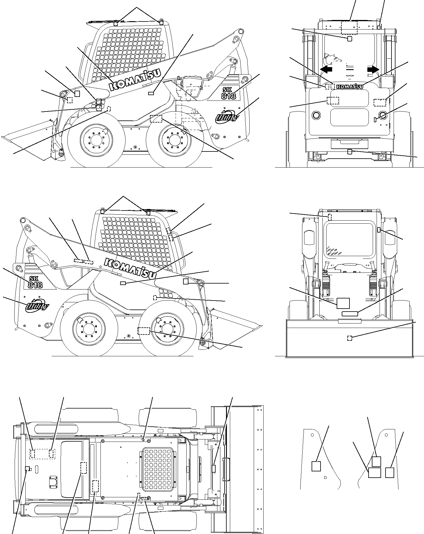 MARK PLATE, SAFETY BAR 37B-98-11142 KOMATSU