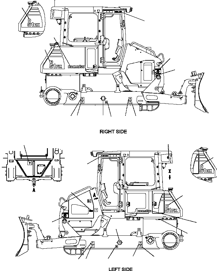 MARK, TRACK TENSION ADJUSTMENT CAUTION \0\09657-07102 KOMATSU