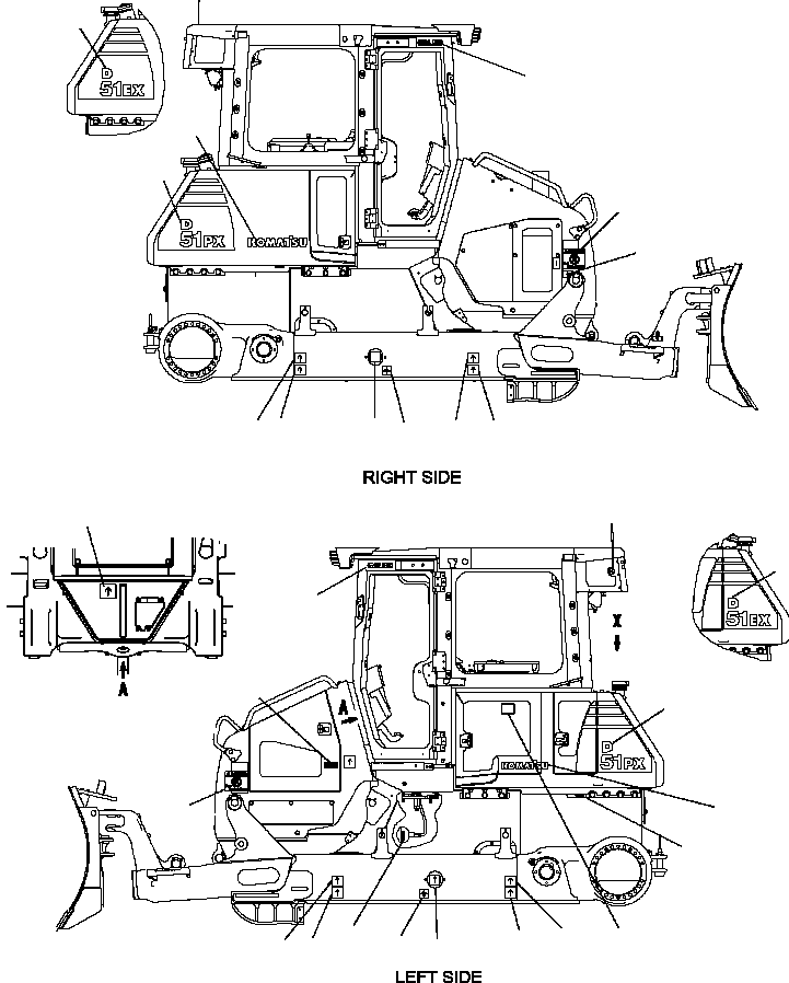 MARK, CAUTION FOR HOOD REMOVAL 12Y-98-11250 KOMATSU