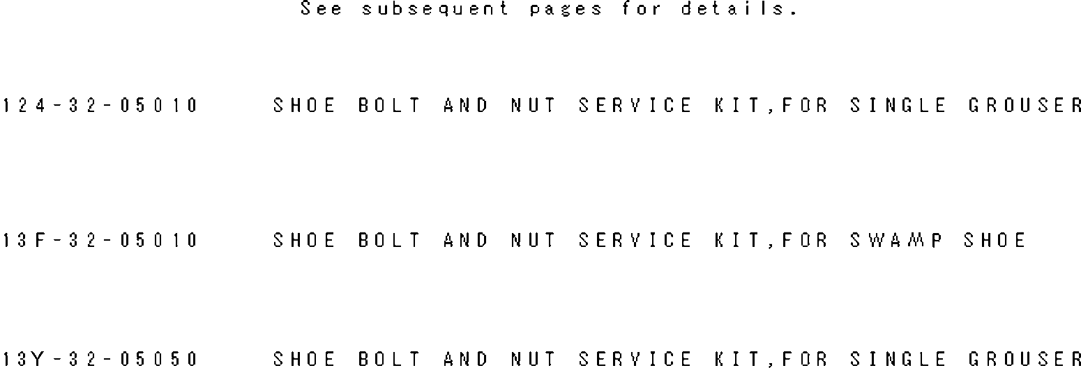 Service Kit, Shoe Bolt and Nut 13F-32-05010 KOMATSU