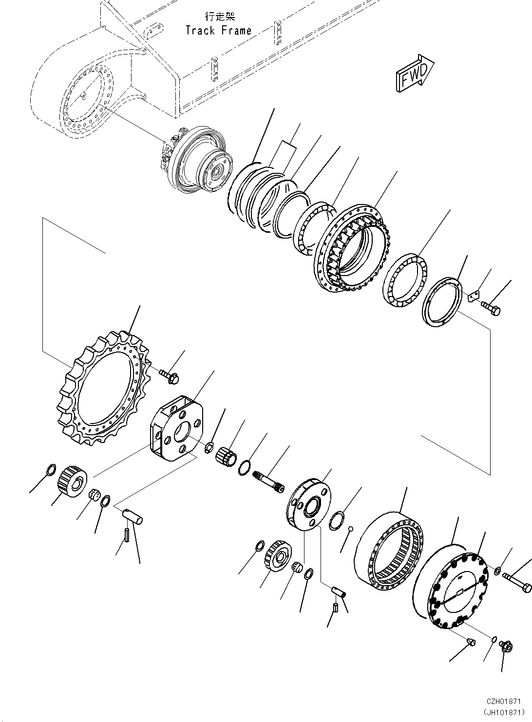 Бортовой редуктор в сборе 2A8-27-00121 KOMATSU