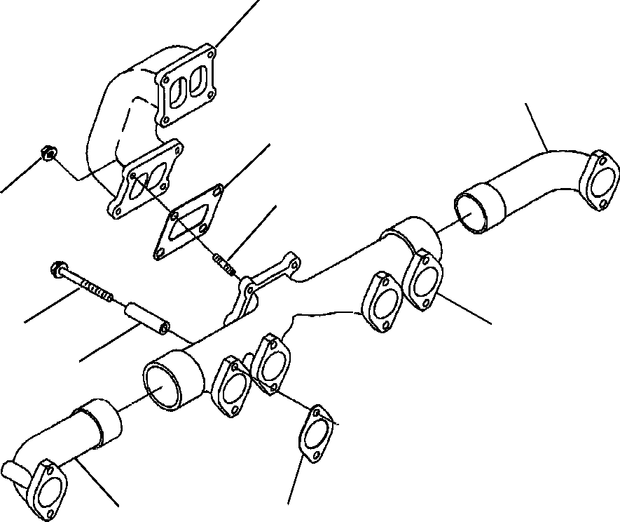 MANIFOLD, EXHAUST - FRONT AND REAR 1296 303 H2 KOMATSU