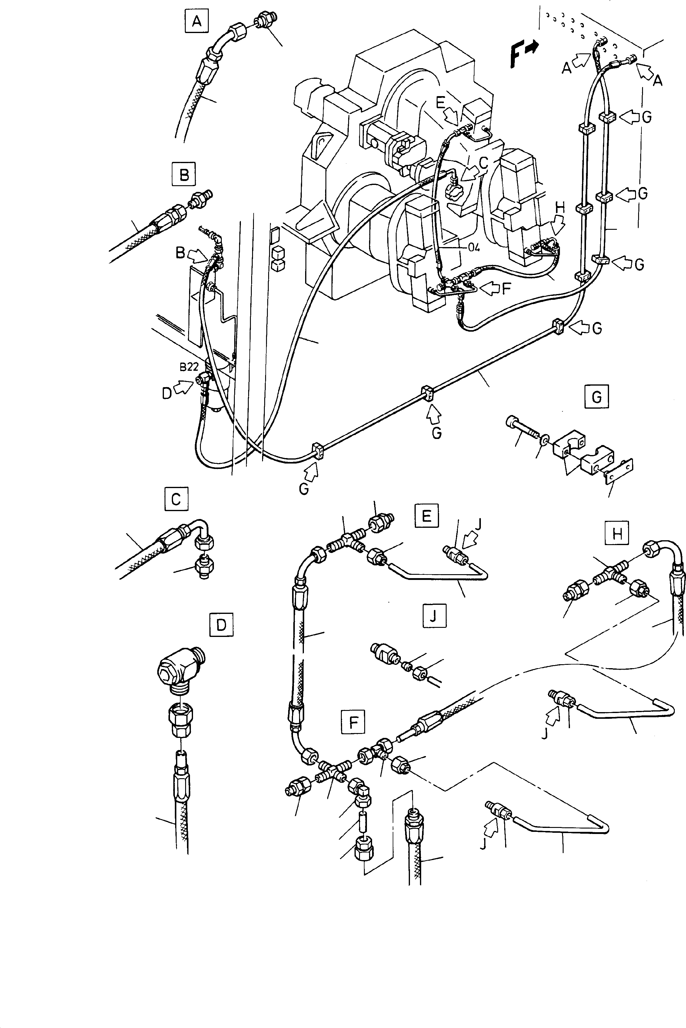 Hose assy., from 06 107 up 604 079 40 KOMATSU